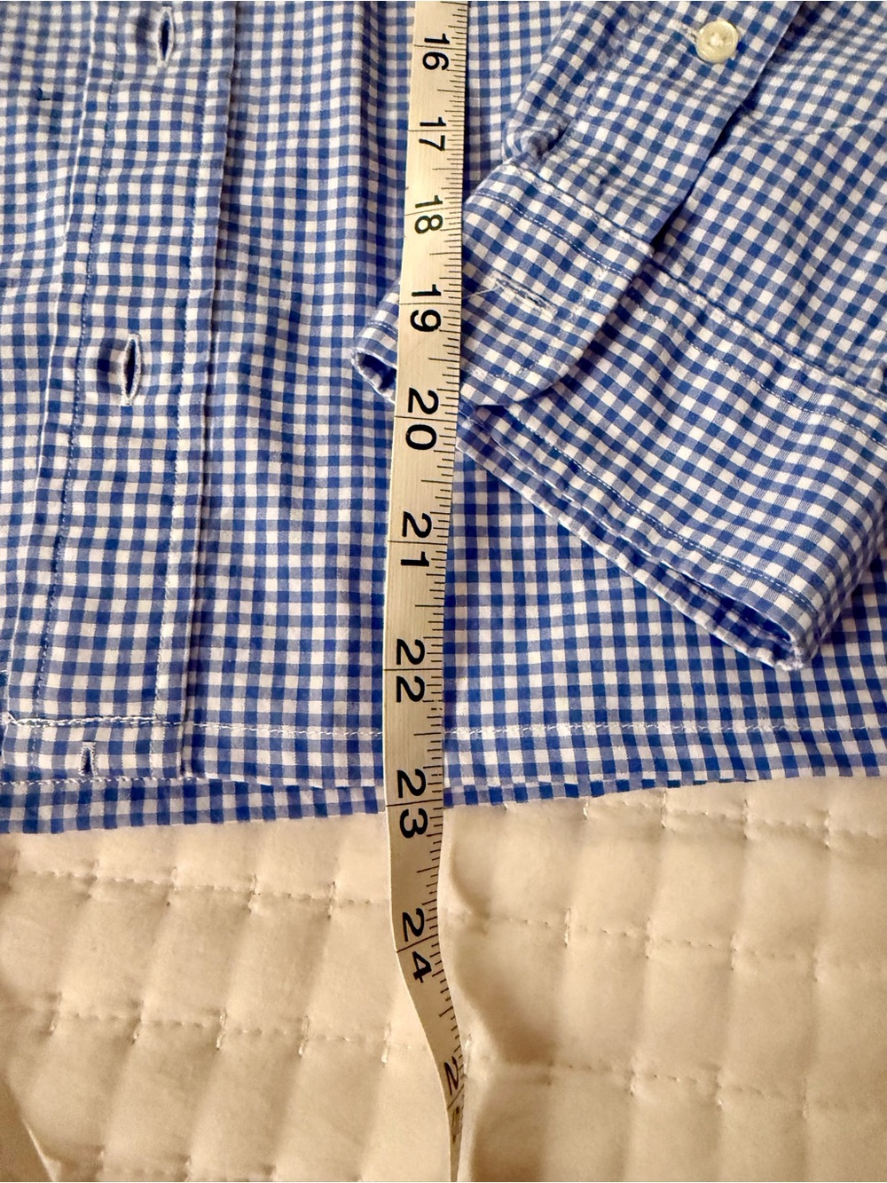 Upcycled Ralph Lauren Blue and White Gingham Ruffles-Collar Shirt. Xl - Picture 4 of 5